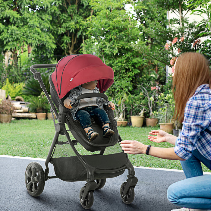 2-in-1 Lightweight Pushchair with Reversible Seat - Foldable Travel Baby Stroller Featuring Fully Reclining Design - Ideal for Newborns to Toddlers with Secure 5-Point Harness