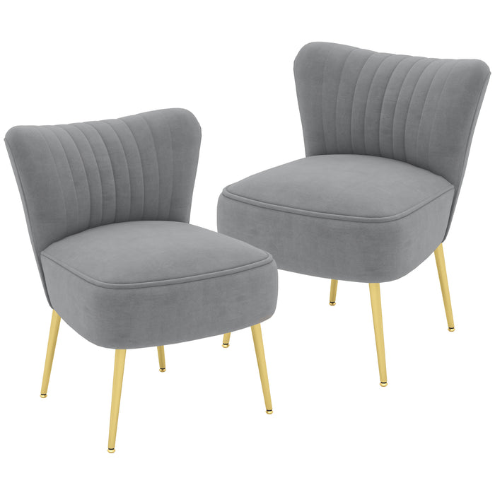 Accent Chair Duo - Upholstered Wingback Armless Living Room Chairs with Gold-Tone Steel Legs - Stylish Seating Solution for Modern Home Decor