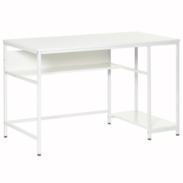 Compact Home Office Desk - Space-Saving Writing, Gaming and Study Workstation with Storage Shelf - Ideal for Small Spaces and Students