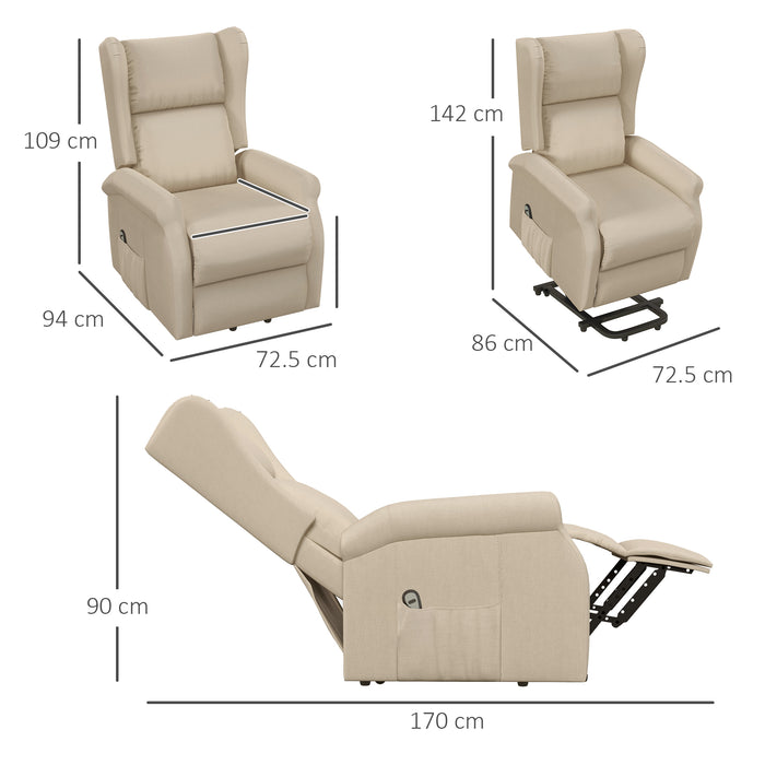 Fabric Electric Recliner Chair with Remote Control - Beige, Comfortable Armchair for Living Room - Ideal for Elderly, Easy Mobility & Relaxation