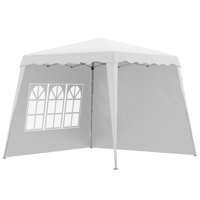 Pop-Up Gazebo 2.9 x 2.9m with Carry Bag - Slant Leg Design & Height Adjustable, UV50+ Protection - Ideal Event Shelter for Garden Parties and Patio Events, White