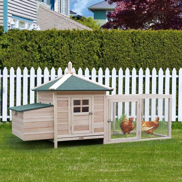 Outdoor Chicken Coop and Rabbit Hutch - Hen House with Nesting Box and Poultry Cage Pen, 196x76x97cm - Ideal for Backyard Farming and Pet Enclosure