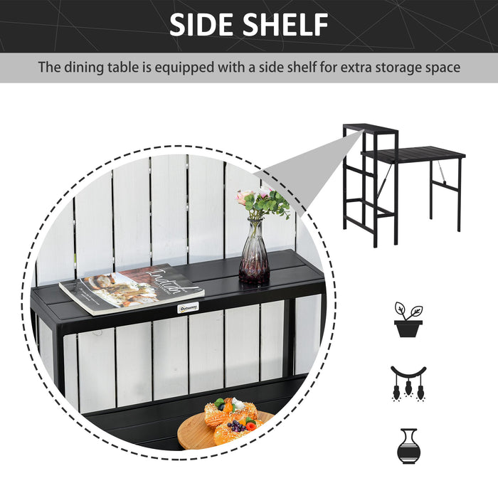 3-Piece Foldable Garden Furniture Set - Metal Framed Folding Table with Side Shelf and 2 Chairs - Perfect for Patio, Balcony & Indoor/Outdoor Use