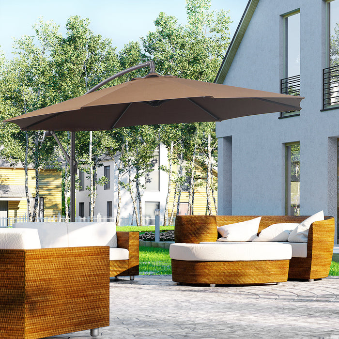 Cantilever Banana Umbrella - 3M Patio Parasol in Steel Brown, Sun Shade & Rain Protection - Ideal for Outdoor Spaces and Garden Lounging