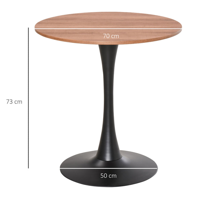 Round Dining Table with Metal Base - Contemporary Leisure Coffee Bistro Furniture for Kitchen & Dining Room - Stylish Brown Table for Home Entertainment