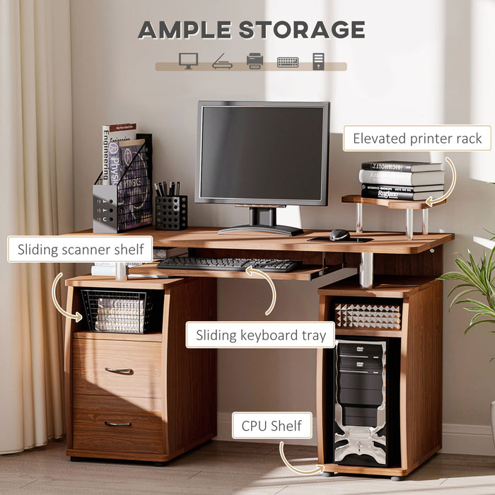 Ergonomic Computer Workstation - Desk with Keyboard Tray, CPU Shelf, Sliding Scanner Panel, and Storage Drawers - Ideal for Home Office, Gaming, and Study Spaces