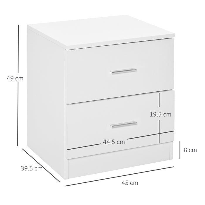 Modern 2-Drawer Bedside Table - Sleek Nightstand with Cabinet Style Storage - Ideal for Bedroom and Living Room Organization