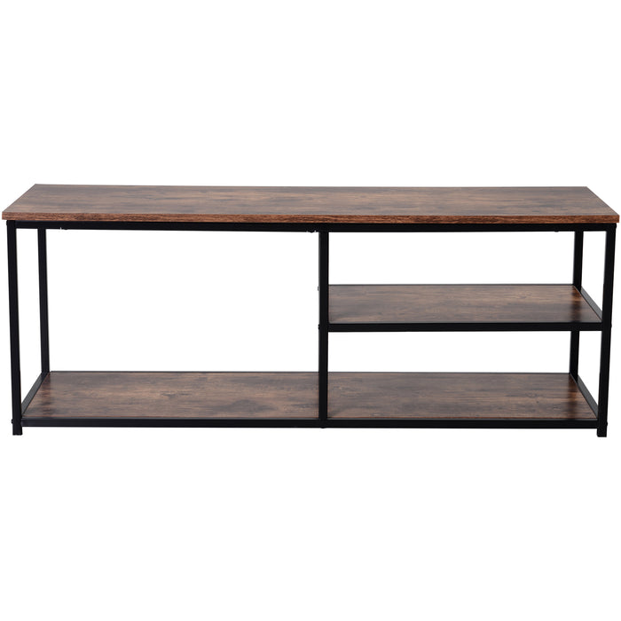 Industrial Style TV Stand - Sturdy Cabinet with Ample Storage and 2 Shelves - Ideal Metal Frame Entertainment Center for Living Room