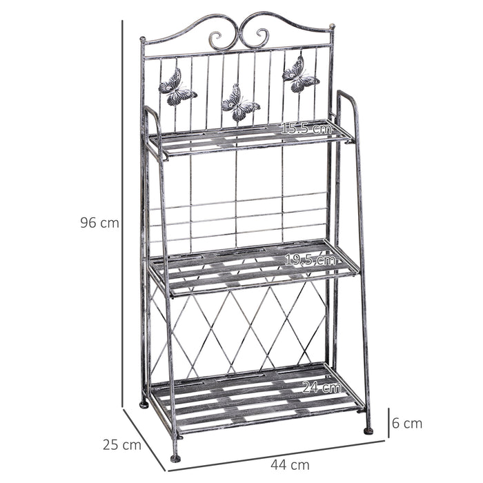 3-Tier Metal Plant Stand - Indoor/Outdoor Flower Display Rack, Garden Decor Shelf for Potted Plants - Ideal for Balcony, Home, Patio, 44L x 25W x 96H cm