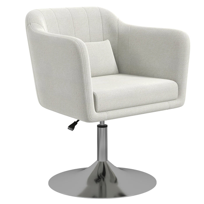 Modern Swivel Accent Chair - Height Adjustable with Cushioned Pillow, Cream White - Ideal for Living Room or Bedroom Comfort