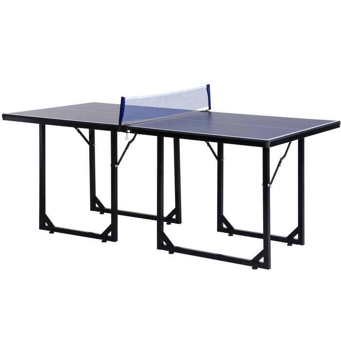 Compact Foldable Table Tennis Set - Black & Blue Mini Ping Pong Table with Accessories - Ideal for Small Spaces & Entertainment