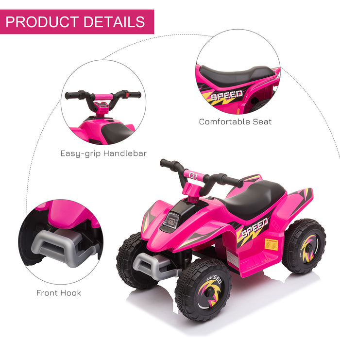 Kids Electric ATV Ride-On Toy - 6V Quad Bike with Four Big Wheels and Forward/Reverse Functions - Ideal for Toddlers Aged 18-36 Months, Pink