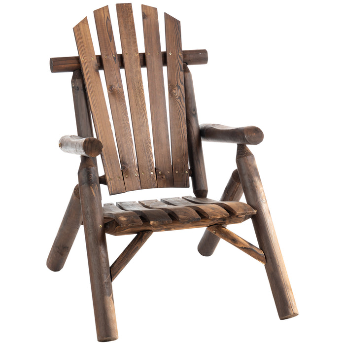 Ergonomic Wooden Adirondack Chair - Durable Fir Wood Patio Lounger with Carbonized Finish - Ideal for Garden Relaxation & Outdoor Comfort