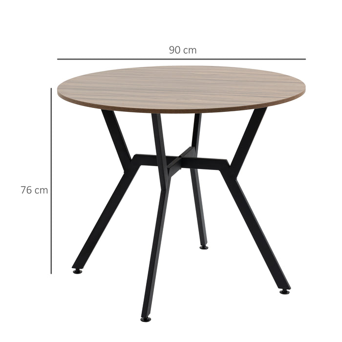 Modern Brown Dining Room Table - Sturdy Black Legs with Anti-Slip Foot Pads, 90 x 76 cm - Ideal for Living or Dining Room Elegance