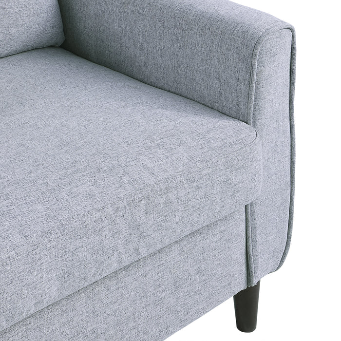 Double Loveseat Sofa with Tufted Fabric - Sturdy Wooden Legs in Light Grey for Elegant Comfort - Ideal for Living Room, Dining Room, or Office Spaces