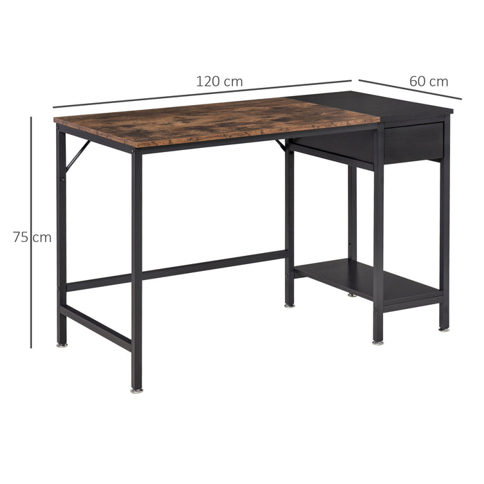 Elegant Study & Writing Desk - Home Office Workstation with CPU Stand and Drawer, Sturdy Steel Frame - Ideal for Students and Professionals, 120x60x75cm