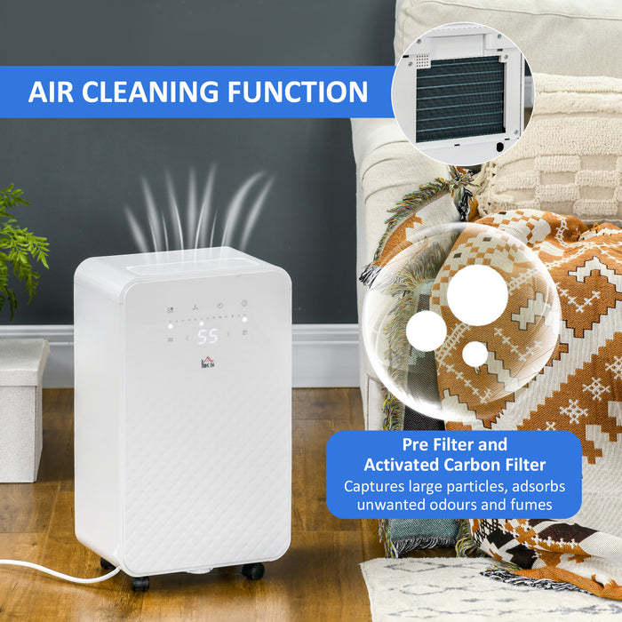 Portable 2000mL Dehumidifier with Air Purifier - 24-Hour Timer, 5 Operating Modes, 12 Liters Daily Capacity - Ideal for Home Laundry Rooms, Moisture & Odor Reduction