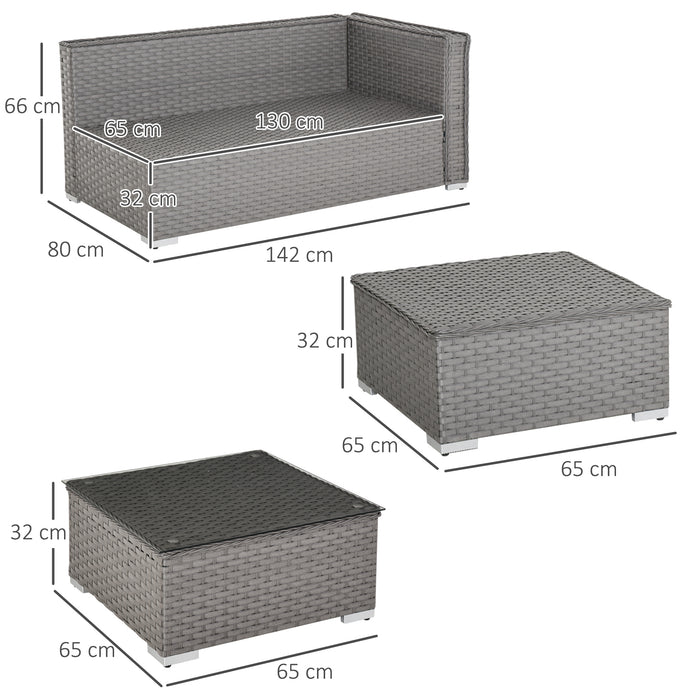 6-Seater PE Rattan Corner Sofa Set - Outdoor Wicker Furniture with Patio Tea Table & Footstool - Perfect for Garden & Conservatory Lounging