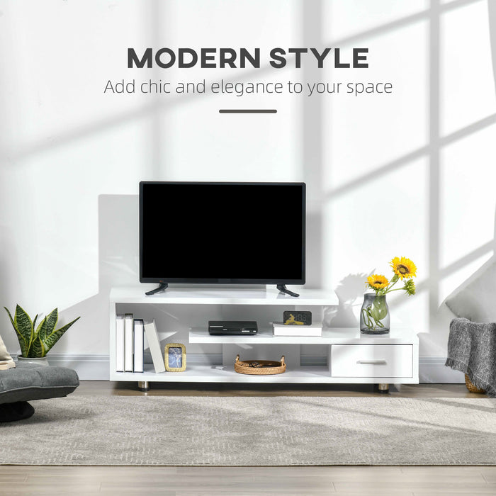 Modern High Gloss TV Stand - Storage Shelf and Drawer, Up to 45" Screen Compatibility - Stylish Entertainment Center for Living Room and Bedroom