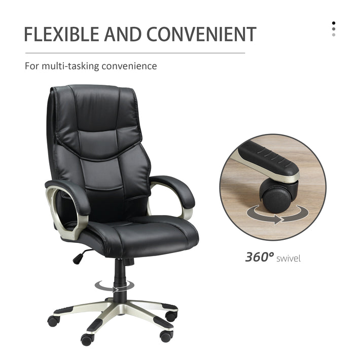 High Back Swivel Chair - Ergonomic Faux Leather Office Desk Chair with Adjustable Height and Rocking Feature - Ideal for Home Office Comfort and Productivity