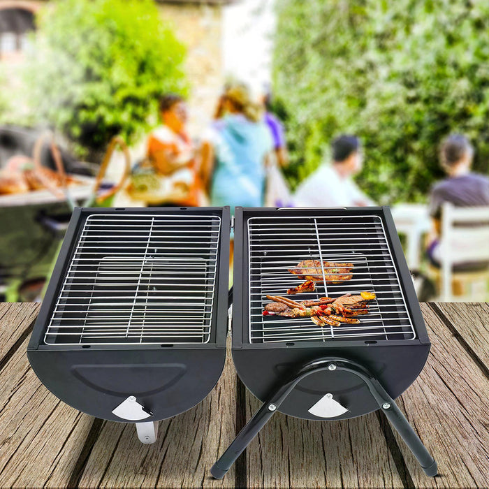 Portable Folding Charcoal Grill - Compact Outdoor BBQ for Picnics, Camping, and Tailgating - Easy-to-Carry Tabletop Barbecue for Delicious Smoky Flavors