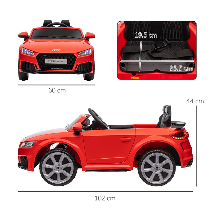 Audi TT RS Kids' Electric Ride-On Car - 12V Battery-Powered with Remote Control, Forward/Reverse, Lights, Horn, MP3, Seatbelt - Red Safe Driving Toy for Children