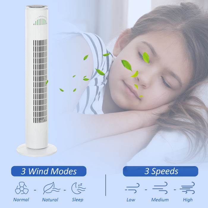 Freestanding 30-Inch Tower Fan with LED & Remote - 3 Speed Settings, 70° Oscillation, 10-Hour Timer - Perfect for Home & Office Cooling Needs