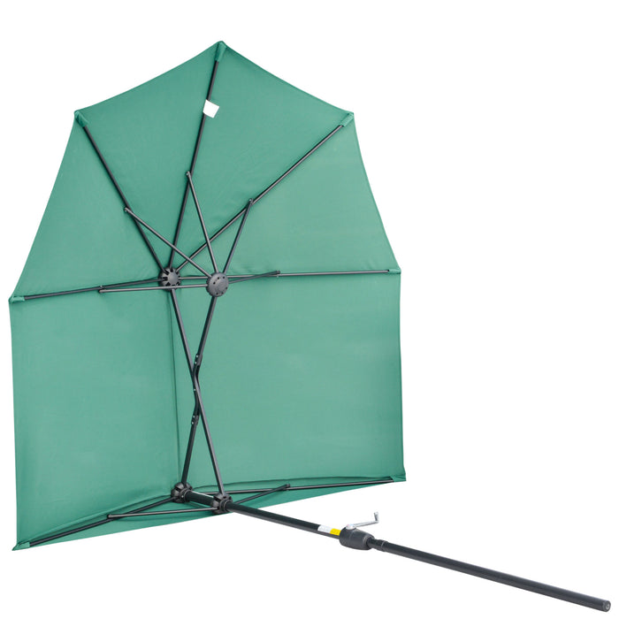 Half Parasol Market Umbrella 2m - Garden Balcony Sunshade with Crank Handle & Double-Sided Canopy - Includes Cross Base, Ideal for Small Spaces & Outdoor Shade