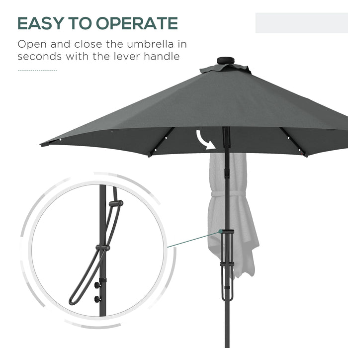 Cantilever 3m Solar LED Garden Umbrella - Waterproof with Cross Base, Dark Grey - Ideal for Outdoor Patio Shade and Ambiance