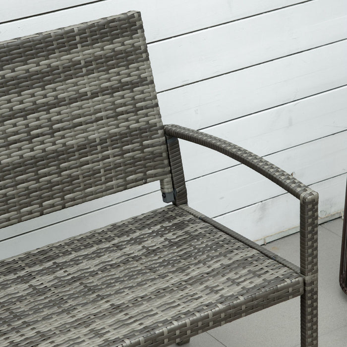 Patio Rattan 2-Seater Bench - Wicker Weave Loveseat Armchair in Grey - Ideal for Outdoor, Garden & Conservatory Spaces