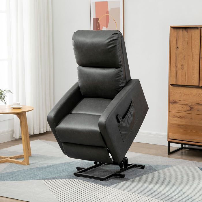 ElderEase 7000 Lift Chair - PU Leather Upholstered Reclining Chair with Remote Control and Side Pockets - Comfortable Living Room Furniture for Seniors and Mobility-Challenged Individuals