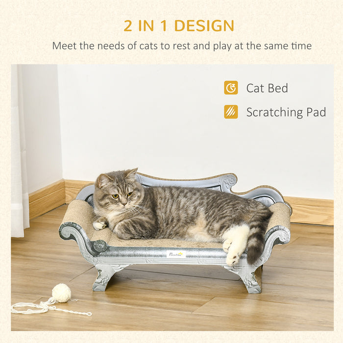 Catnip-Infused Scratching Board - Durable Cardboard Cat Scratcher Lounger Bed, 60cm x 29cm x 26.5cm - Ideal for Cat Playtime and Relaxation