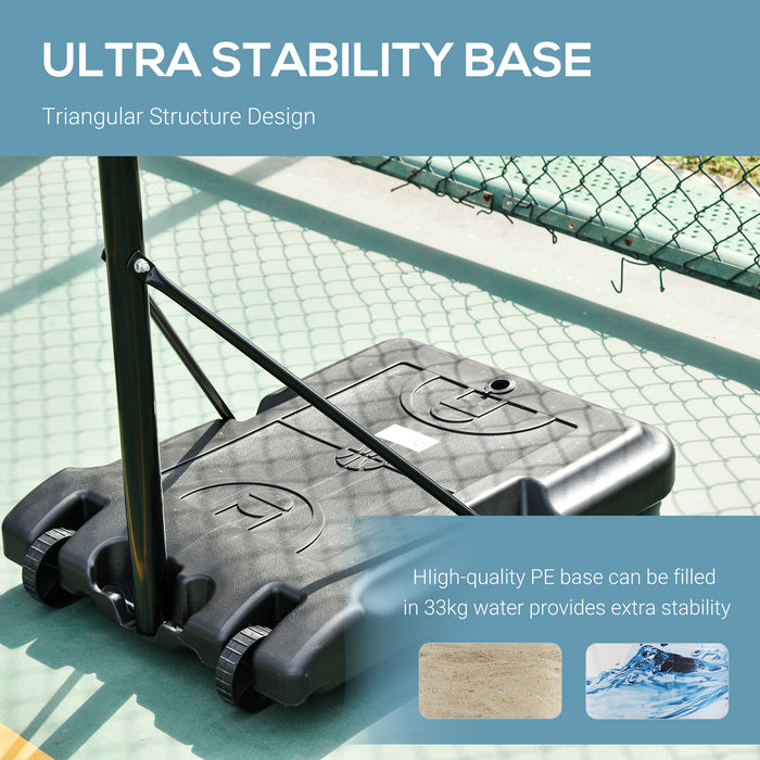 Adjustable Portable Basketball Hoop Stand - 175-215cm Height, Sturdy Rim, Large Wheels & Stable Base - Ideal for Outdoor Family Sports and Recreation