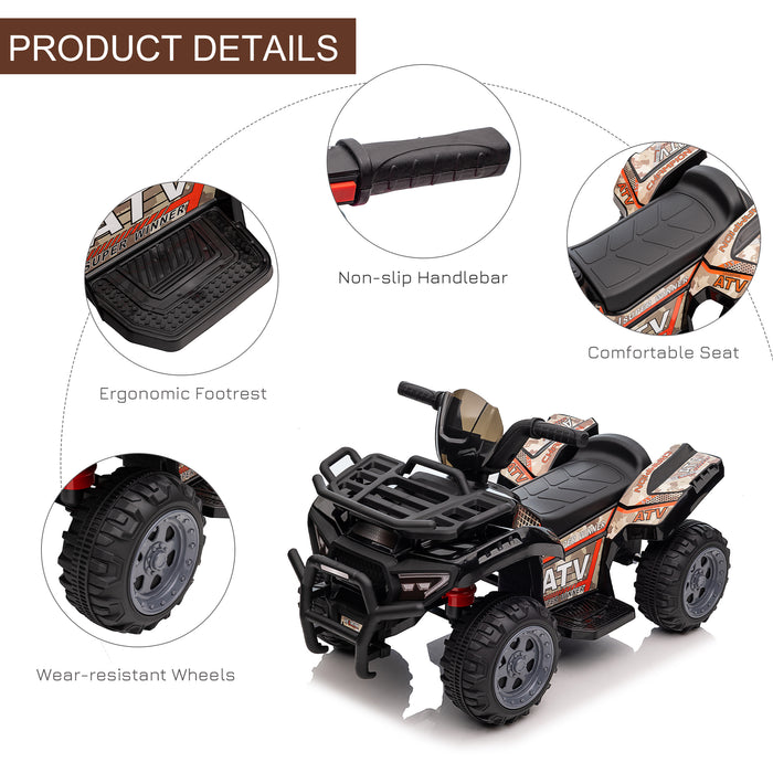 Kids Ride-On Quad ATV - 6V Battery-Powered Motorcycle with Real Working Headlights - Ideal for Toddlers 18-36 Months, Sleek Black Design