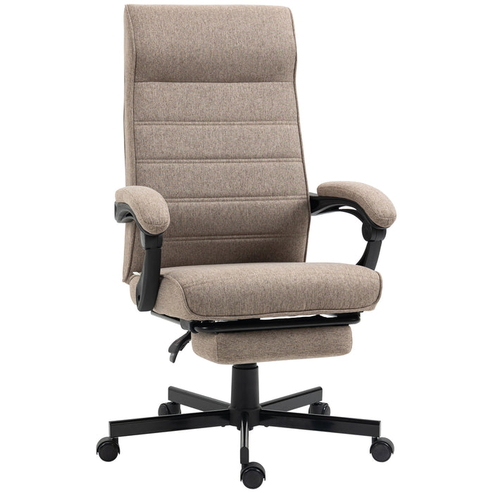 Ergonomic Linen High-Back Chair - Swivel & Reclining Home Office Furniture with Footrest and Padded Armrests - Ideal for Living Room or Study Comfort