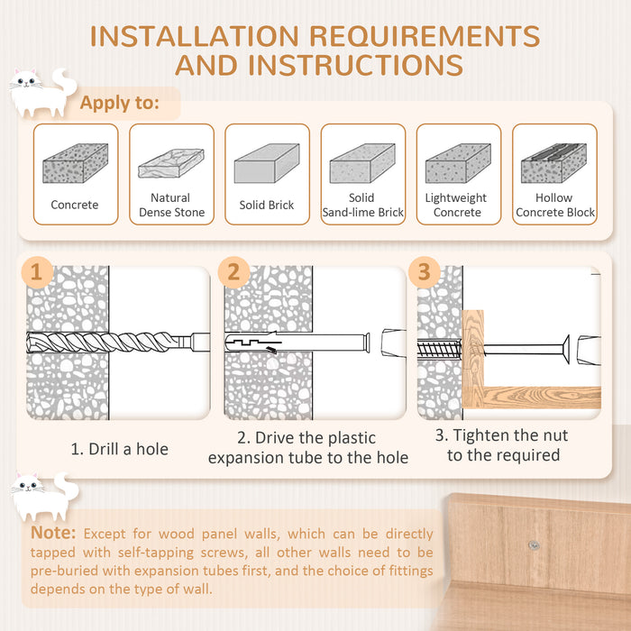 Wall-Mounted Cat Tree with Condo Bed - Indoor Kitten Perch, Climber & Scratching Post Furniture in Beige - Space-Saving Shelter for Cats