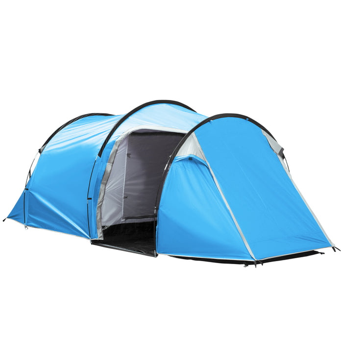 2-3 Person Tunnel Tent with Vestibule - Air Ventilated Camping Shelter with Porch and Rainfly - Ideal for Fishing, Hiking, and Festivals Weather-Resistant in Blue