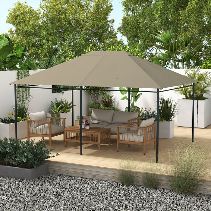 3 x 4m Gazebo Canopy Top Cover - Khaki Roof Replacement for Outdoor Shelter - Ideal for Garden Patio Enhancement