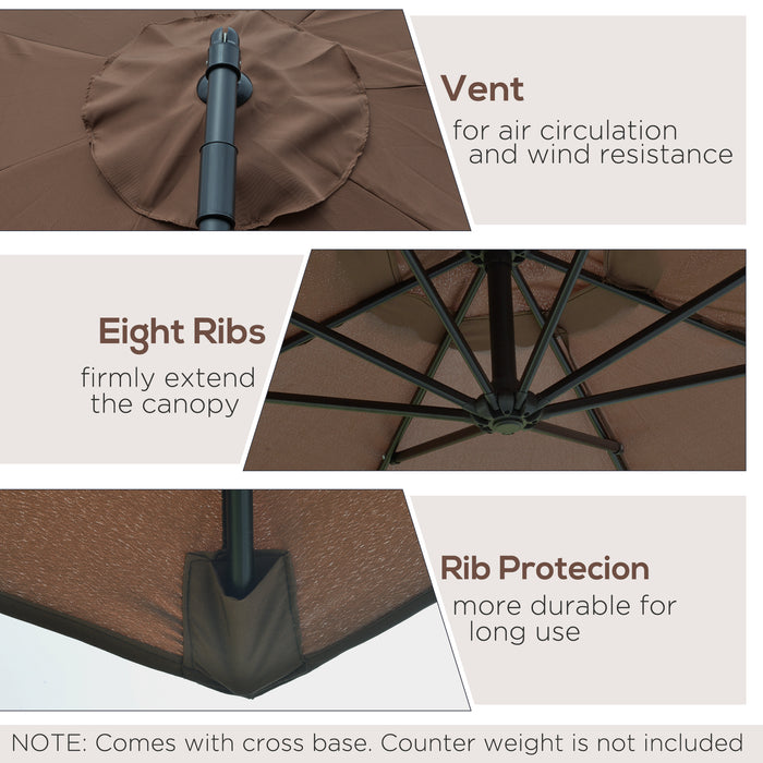 Cantilever Banana Umbrella - 3M Patio Parasol in Steel Brown, Sun Shade & Rain Protection - Ideal for Outdoor Spaces and Garden Lounging