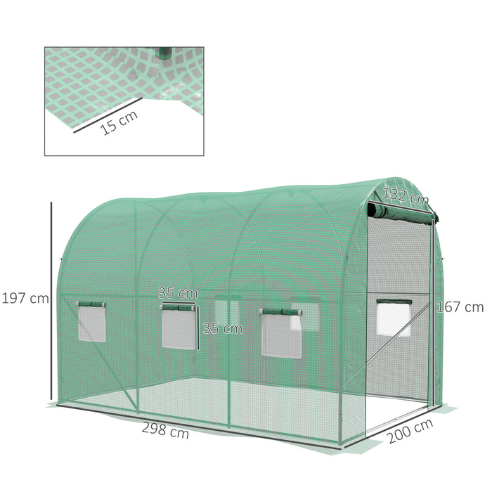 Polytunnel Greenhouse with Sprinkler System - 3x2m Durable Gardening Solution, Green - Ideal for Year-Round Plant Protection