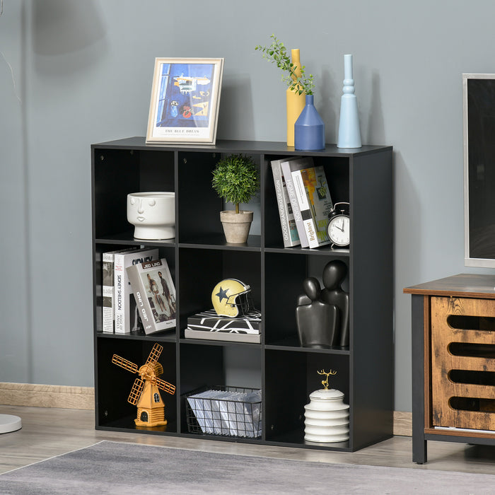 9-Cube Storage Organizer - 3-Tier Particle Board Cabinet with Open Shelves - Ideal for Home Office, Book Organization & Display in Black