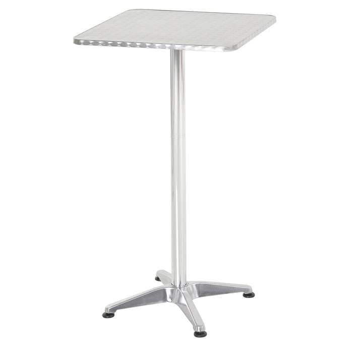 Adjustable Height Bistro Pub Table - 60x60cm Stainless Steel Top with Aluminium Edge - Perfect for Bars and Home Entertainment Areas