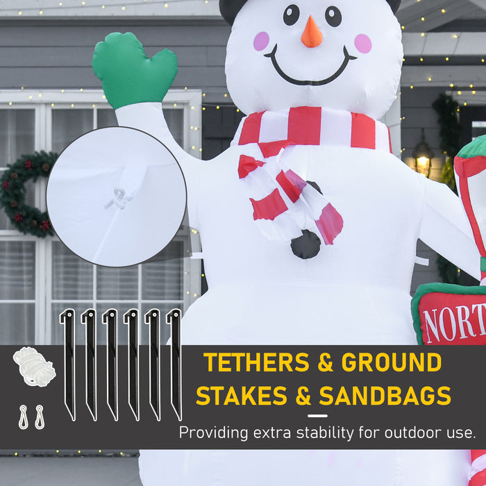 Inflatable Snowman with Street Lamp - 2.4m Festive Holiday Display, Illuminated for Home & Garden Decor - Ideal for Outdoor Parties and Lawn Ornaments