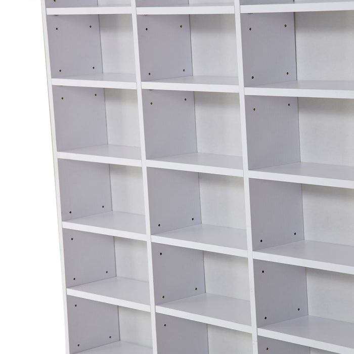 CD/DVD Storage Organizer Rack - Adjustable Shelf Unit for Up to 1116 CDs, 102 x 24 x 195 cm, White - Space-Saving Solution for Media Enthusiasts