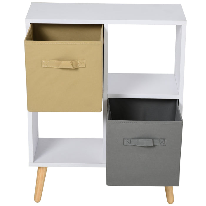 4-Cube Organizer with Fabric Bins - Freestanding Storage Cabinet for Home Office, Easy-Pull Drawers, Shelving Unit - Space-Saving Organization and Declutter Solution