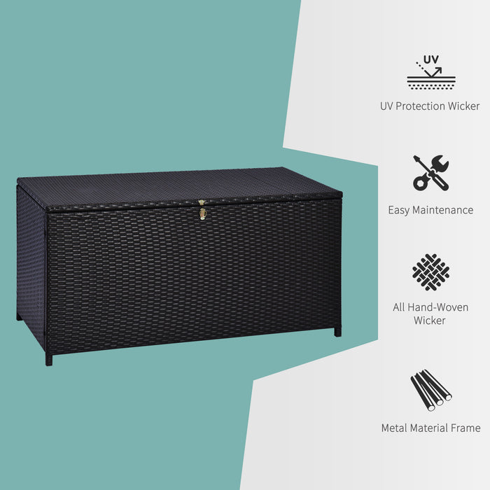 Outdoor Rattan Storage Box - Wicker Cabinet Chest for Garden and Indoor Use, 118x54x59cm, Dark Brown - Space-Saving Solution for Patio, Deck, and Home Organization