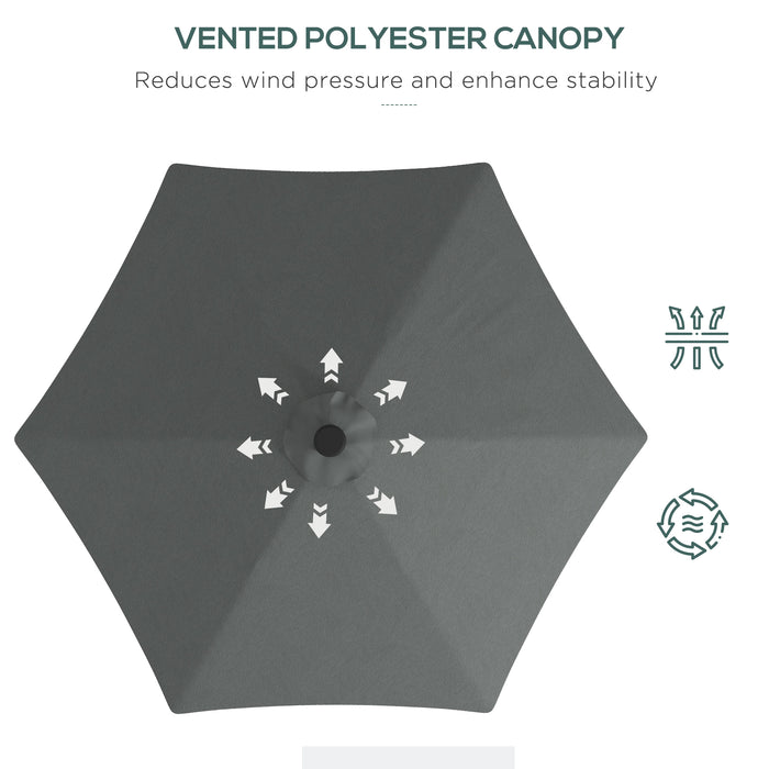 Cantilever 3m Solar LED Garden Umbrella - Waterproof with Cross Base, Dark Grey - Ideal for Outdoor Patio Shade and Ambiance