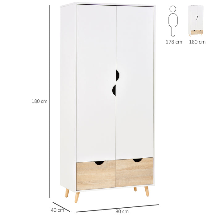 Elegant 2-Door Wardrobe with Shelving - Ample Storage for Clothing, Accessories & Footwear - Ideal for Home Organization with Wood Accents