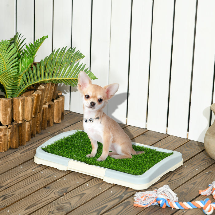 Portable Artificial Grass Puppy Potty Training Pad - Easy-Clean Grid Panel and Tray System, 46.5 x 34cm - Ideal for Indoors, Small Spaces & Housebreaking Assist