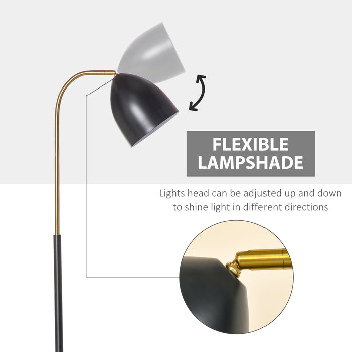 Arc Adjustable Floor Lamp - Black Gold Standing Reading Light with Flexible Lampshade - Ideal for Living Room, Office, Bedroom Ambiance and Task Lighting